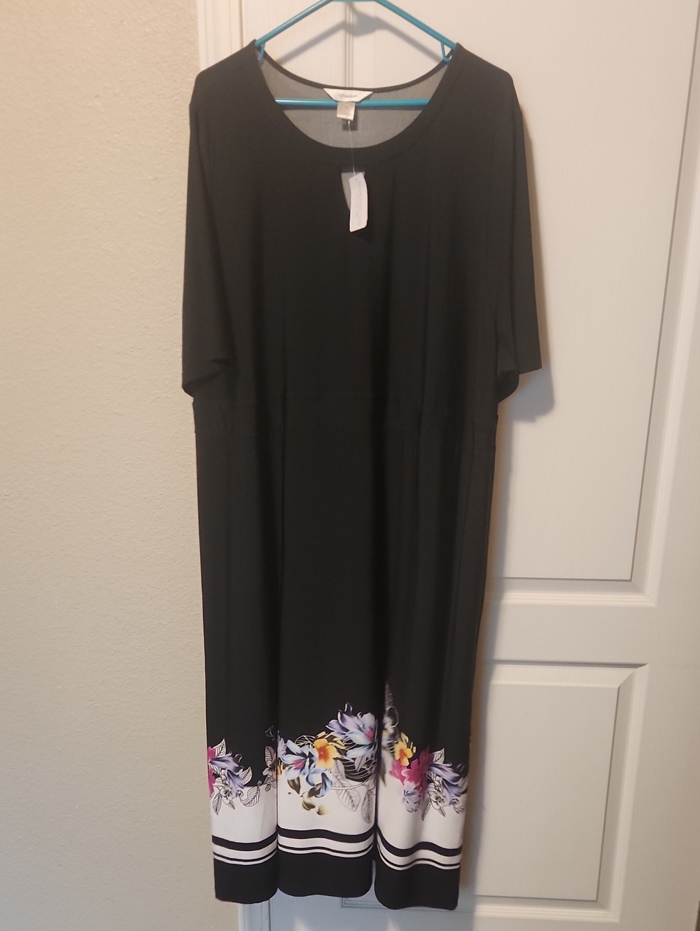 CJ Banks Black Maxi Dress with Floral Border 3x